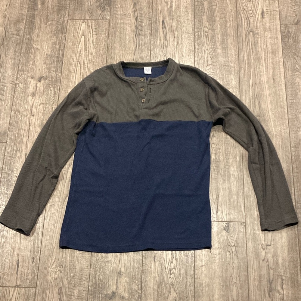 Men Henley Shirt - Blue and Gray size Medium